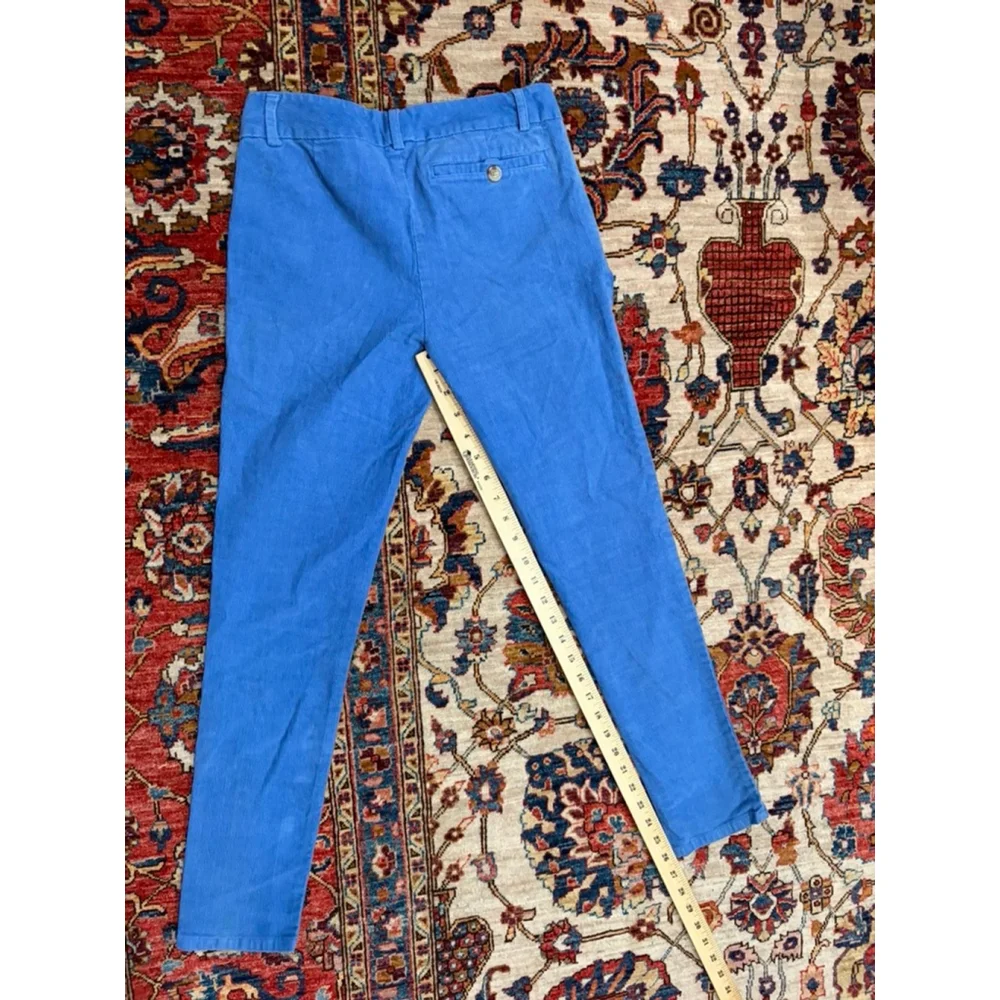 Ralph Lauren Girls Blue Corduroy Pants Size 14 Floral Waistband Classic Preppy